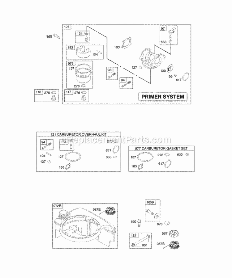 Carburetor Fuel Supply Diagram and Parts List for 12Y802-0112-E1  Briggs and Stratton Engine